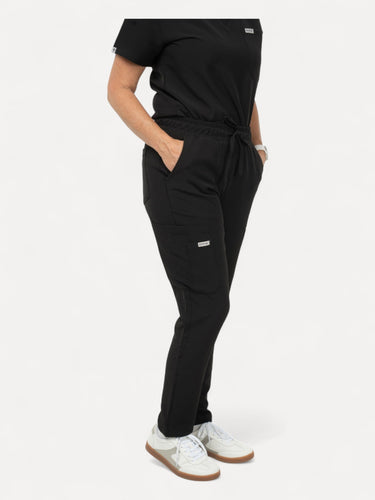 Black Cargo Scrub Pants with 10 Pockets - IRONIK Scrubs