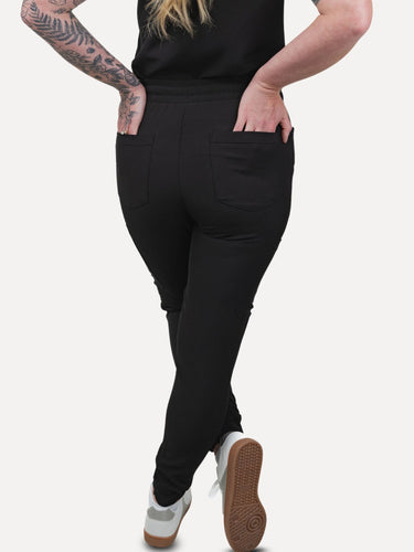 Black Women's Scrub Jogger Pants with 10 Pockets - IRONIK Scrubs