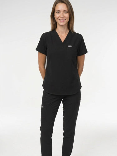 IRONIK 1 Pocket Contour Scrub Top – Black - IRONIK Scrubs