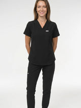 IRONIK 1 Pocket Contour Scrub Top – Black - IRONIK Scrubs