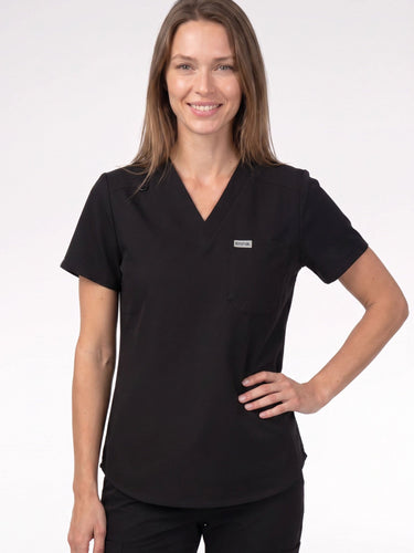 IRONIK 1 Pocket Contour Scrub Top – Black - IRONIK Scrubs