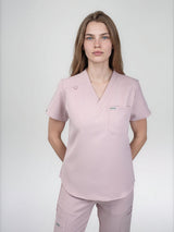 IRONIK 1 Pocket Contour Scrub Top – Blush Pink - IRONIK Scrubs