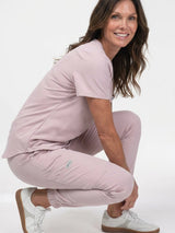 IRONIK 1 Pocket Contour Scrub Top – Blush Pink - IRONIK Scrubs