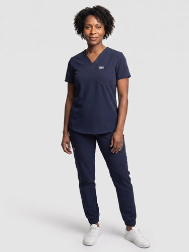 IRONIK 1 Pocket Contour Scrub Top – Navy Blue - IRONIK Scrubs