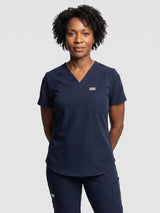 IRONIK 1 Pocket Contour Scrub Top – Navy Blue - IRONIK Scrubs