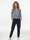 IRONIK Navy Floral Print Pattern Top Scrub Set - 1 Pocket Top & Joggers