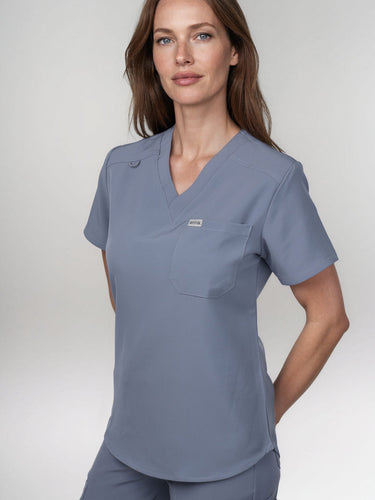 IRONIK 1 Pocket Contour Scrub Top - Twilight Sky Blue - IRONIK Scrubs