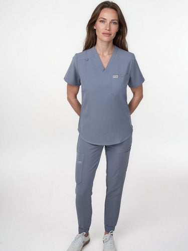 IRONIK 1 Pocket Contour Scrub Top - Twilight Sky Blue - IRONIK Scrubs