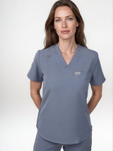IRONIK 1 Pocket Contour Scrub Top - Twilight Sky Blue - IRONIK Scrubs