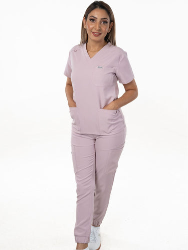 IRONIK Blush Pink Scrub Set - 3 Pocket Top & Joggers - IRONIK Scrubs