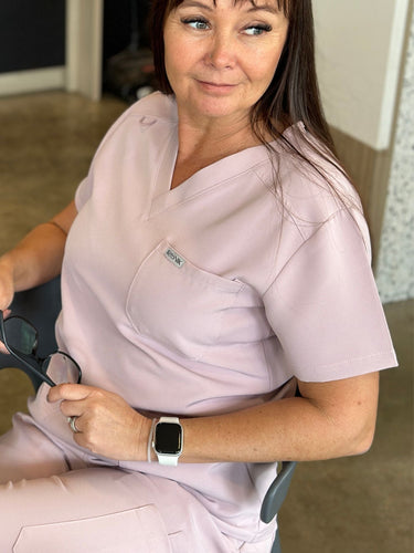 IRONIK Blush Pink Scrub Set - Top & Joggers - IRONIK Scrubs