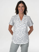 IRONIK Damask Pattern Top Scrub Set - 1 Pocket Top & Joggers - IRONIK Scrubs
