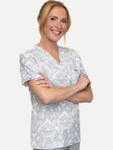 IRONIK Damask Pattern Top Scrub Set - Top & Joggers - IRONIK Scrubs