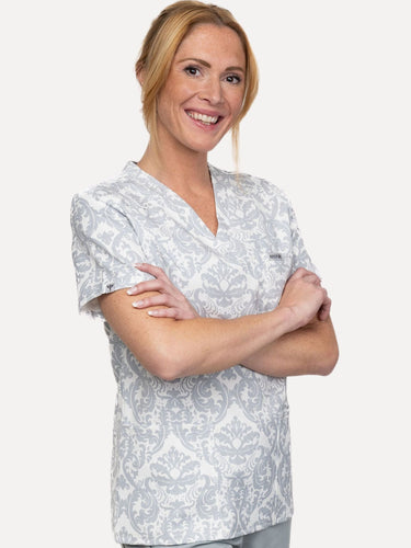 IRONIK Damask Pattern Top Scrub Set - Top & Joggers - IRONIK Scrubs