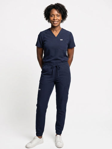 IRONIK Navy Blue Scrub Set - 1 Pocket Top & Joggers - IRONIK Scrubs