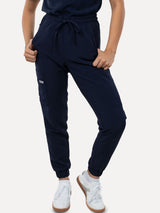 IRONIK Navy Floral Pattern Top Scrub Set - Top & Joggers - IRONIK Scrubs