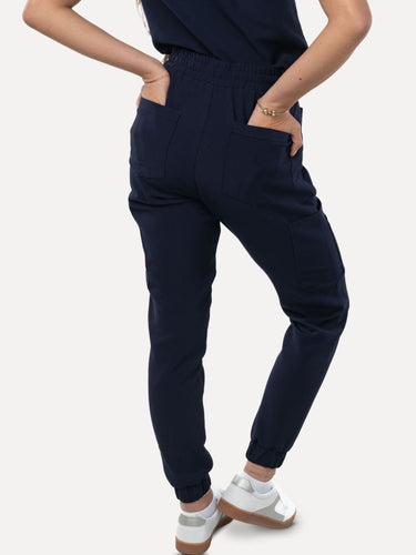 IRONIK Navy Floral Pattern Top Scrub Set - Top & Joggers - IRONIK Scrubs
