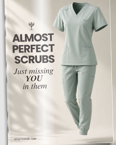 IRONIK Seafoam Green Scrub Set - 1 Pocket Top & Joggers - IRONIK Scrubs