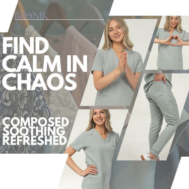IRONIK Serene Seafoam Green Scrub Set - Top & Joggers - IRONIK Scrubs