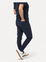 Navy Blue Cargo Scrub Pants with 10 Pockets - IRONIK Scrubs