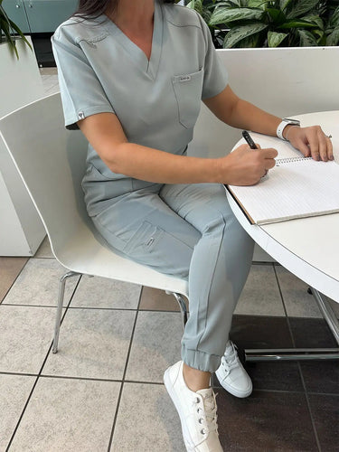 Seafoam Green Women's Scrub Top with 3 Pockets - IRONIK Scrubs