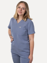 Twighlight Sky Blue Women's Scrubs Top with 3 Pockets - IRONIK Scrubs