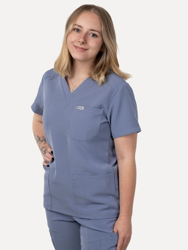 Twighlight Sky Blue Women's Scrubs Top with 3 Pockets - IRONIK Scrubs