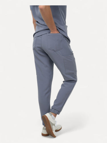 Twilight Sky Blue Women's Scrubs Jogger Pants with 10 Pockets - IRONIK Scrubs