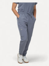 Twilight Sky Blue Women's Scrubs Jogger Pants with 10 Pockets - IRONIK Scrubs