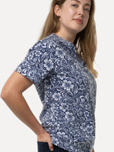 Women’s Navy Floral Scrub Set – Printed Top & Navy Joggers Eco - Friendly Stretch Fabric Uniform - IRONIK Scrubs