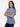 Womens Navy Scrub Top with Elegant Flower Pattern 3 Pockets - IRONIK Scrubs